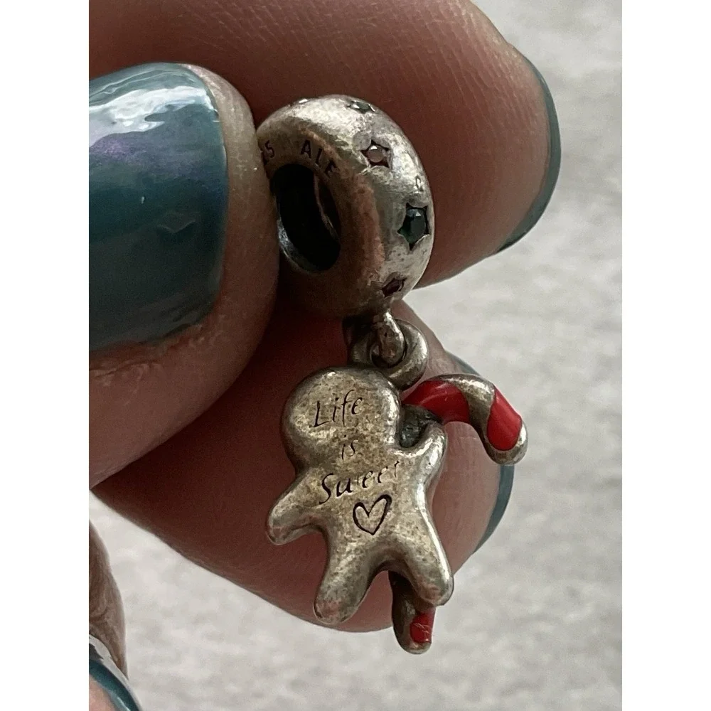 Pandora Gingerbread Man Dangle Charm ALE 925 Sterling Silver Enamel - Picture 2 of 5